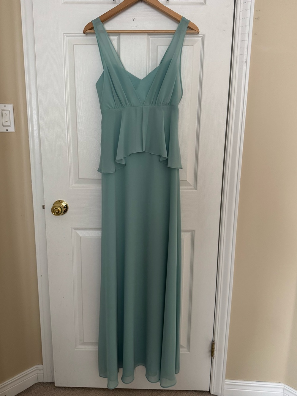 BCBGeneration Sage Green Maxi Dress with Peplum Bodice